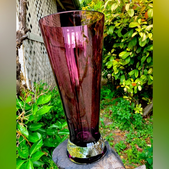 LSA Art Wow Lsa Polish Made Amethyst Purple Crystal Vase Rare